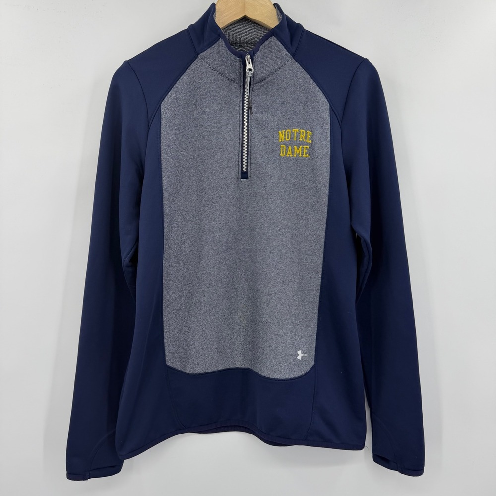 Under Armour Notre Dame Fighting Irish Women 1/4 Zip Pullover Navy Grey Large